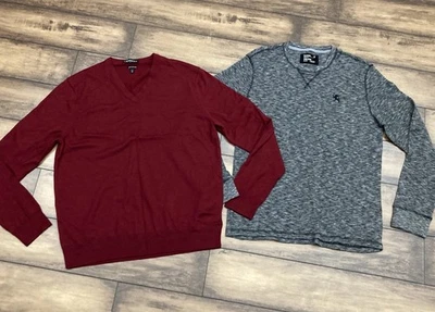 Express Men’s Size XL Long Sleeve Red Sweater & Black Heathered Waffle Shirt - Image 1 of 4