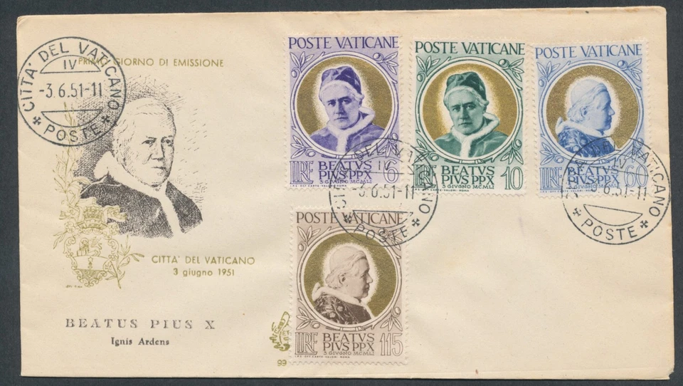 1951 Vaticano, Papa Ouro Nº 145/148, Venetia No. 99, não viajado - Imagem 1 de 1