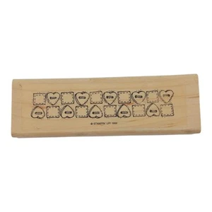 Stampin Up Timbro in Gomma Montato su Legno Trapunta Quadrati Cuore Bottone Bordo - Foto 1 di 4
