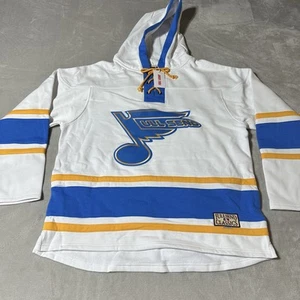 Full Send Send Blues Hoodie Mens Large White Blue Gold Hockey NHL Classic Retro - Picture 1 of 11