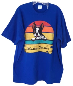 Boston Terrier Hund Damen 2XL T-Shirt bunt blau Animal Port & Company - Bild 1 von 6