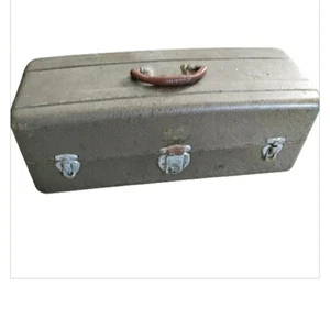 Vintage 2 Tablett Angelgeräte Box von Union Steel Chest Corp Silber Leroy NY - Bild 1 von 8