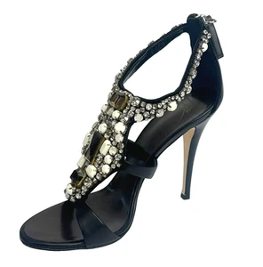 Sandalias Taz Giuseppe Zanotti 37,5 negras con estrás adornadas 7,5 nuevas con etiquetas - Imagen 1 de 12