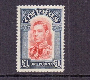 CHIPRE 1938 GVI £1 ESCARLATA E ÍNDIGO SG163 MH CAT £70 - Imagen 1 de 2