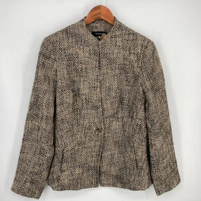 Женская куртка-блейзер Jones Wear размер 14, черный/золотой твид, карманы на пуговицах спереди - Изображение 1 из 4