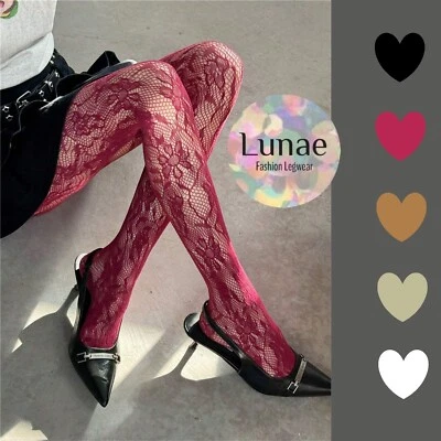fishnet tights floral DAISY LACE pattern mesh mod 8/10/12/14 cottage retro rave - Image 1 of 2