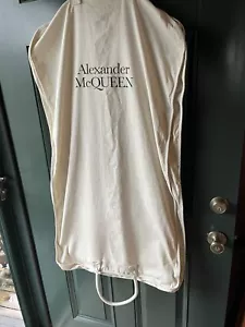 Alexander McQueen Canvas Garment Bag Valet Snap Hang Zip Suit Gown 41x22 Nice - Picture 1 of 6