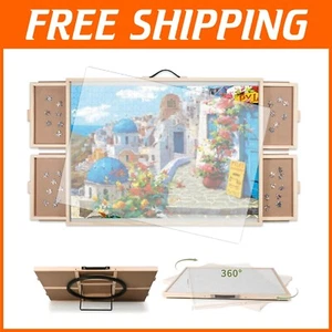Space-Saving Puzzle Table with 4 Drawers - 2000-Piece Rotating & Tilting Design - Picture 1 of 9