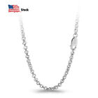 925 Sterling Silver 3mm Rolo Round Cable Chain Necklace 18-28 Inch For Men Women