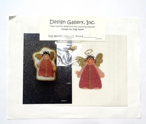 Needlepoint Judy Dalvit Hand Painted Canvas Angel Ornament with charms - Picture 1 of 1