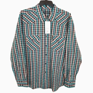 Camisa a Cuadros CINCH Hombres Ajuste Moderno Frente a Presión Occidental Talla XL Verde Beige - Imagen 1 de 6