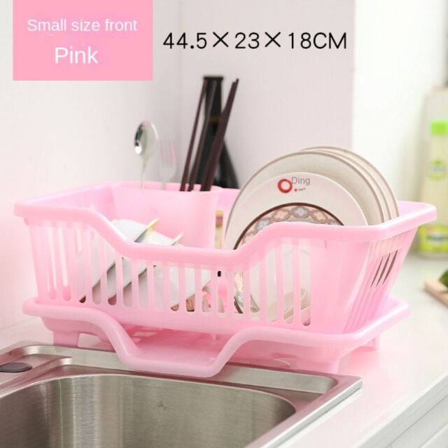 Dish drying rack, 39 x 30 x 13 cm, pink - Tekno-tel
