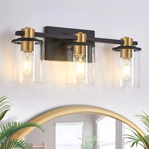 Stambord 3 Light Bathroom Vanity Light Black and Gold Light Fixtures, Sconce P1 - Picture 1 of 2