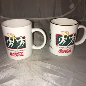 Coca Cola 1996 Olympic Torch Relay Atlanta Centennial Games Coffee Mugs Lot Of 2 - Imagen 1 de 7