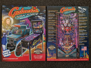 Galactic Tank Force - American Pinball ORIGINAL Advertising Flyer