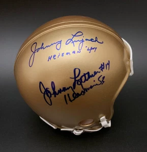 Johnny Lattner Johnny Lujack SIGNIERT Notre Dame Mini Helm PSA/DNA HANDSIGNIERT  - Bild 1 von 2