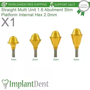 1x Multi Unidad Recta 1.6mm Prótesis Dental Plataforma Delgada Int Hex 2.0mm - Imagen 1 de 6
