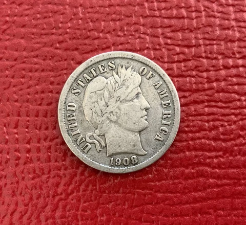 1908-D Barber Dime. Nice Fine F. All Letters of LIBERTY Visible Cover