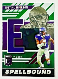 2023 Donruss Elite Justin Jefferson GREEN FOIL Spellbound Card Letter E Vikings! - Picture 1 of 3