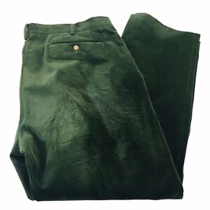 Vtg Ralph Lauren Polo Mens Green Corduroy Pants Pleated 40x28 Imported Fabric