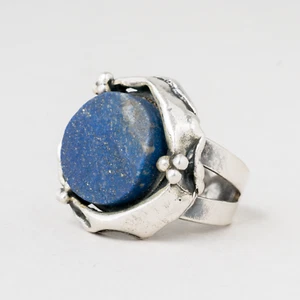 Ring Blauer Stein 835er Silber 11,91 g Größe flexibel - Bild 1 von 4