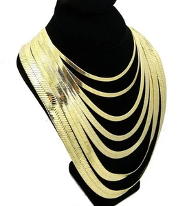 Collar Cadena Espiga Chapado en Oro 14k 3mm a 14mm Ancho 16" 18" 20" 24" 30" - Imagen 1 de 5