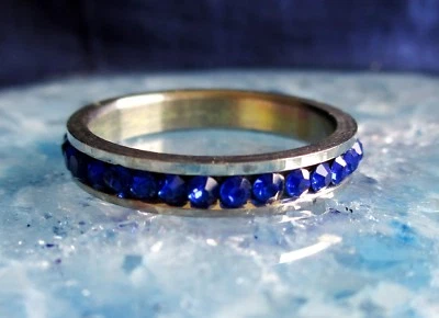 ☼ Ring Edelstahl Edelstahlring blau dunkelblau Kristalle Bandring - Bild 1 von 3