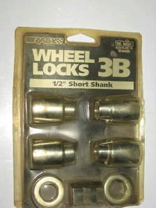 New 4-pc Set + Key of 1/2" Short Shank Wheel Locks, Rally # 90331, 3B - Picture 1 of 1