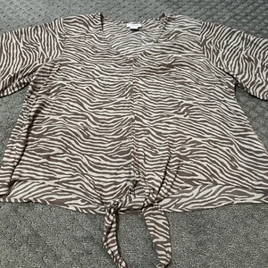 Ariat Top Women’s Large Short Sleeve Tiger Stripe Lace Hem Lightweight Blouse - Picture 1 of 7