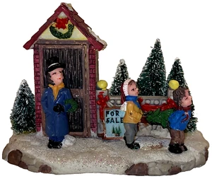 Winter Village Christmas Holiday Town Figure Christmas Tree's For Sale Tree Lot - Picture 1 of 12