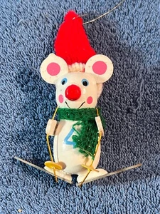 Vintage Weihnachtsschmuck Holz Maus Ski PO7283 - Bild 1 von 6
