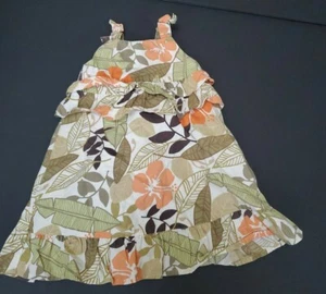 Girl's Gymboree 12-18 month summer dress flowers and leaves green white orange s - Picture 1 of 2