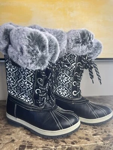 London Fog Melton 2 schwarz Kombi wasserabweisend Stiefel Kunstfell 9 Damen - Bild 1 von 9