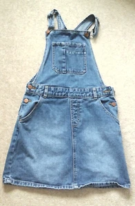 M&CO GIRLS 14 YRS Mid Blue Denim Short Pinafore/Dungaree Dress W26 L31" - Picture 1 of 5