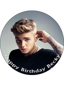 7.5" Justin Bieber Personalised Edible Rice Paper Cake Topper - Picture 1 of 1