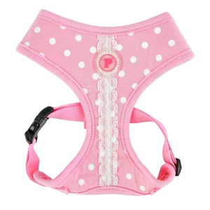 Pinkaholic Hund weiches Geschirr kein Ziehen Lana Spitze rosa weiße Punkte 19-26" Brustumfang groß - Bild 1 von 4