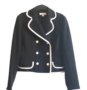 Giacca corta doppiopetto classica N&B nera con bordo bianco tasca sintetica US6/Eu38 - Foto 1 di 12