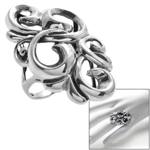 925 Sterling Silver Intricate Large Floral and Swirl Design Ring Size 5-9 - Picture 1 of 3
