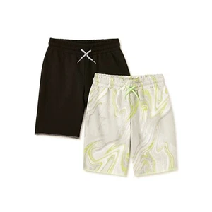 Bleached Boys 2 Pack Swirl/Solid Pull-On Knit Shorts Size 6-7 Small - Picture 1 of 3
