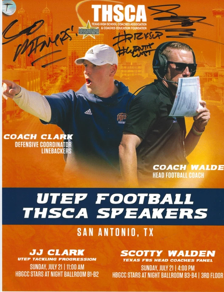 SCOTTY WALDEN Signed 8.5 x 11 Photo UTEP MINERS Football Coach TEXAS EL PASO - Image 1 of 1