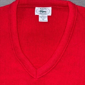 IZOD Lacoste Herren Large Rot V-Ausschnitt Pullover Langarm Strick Klassisch Freizeit - Bild 1 von 6