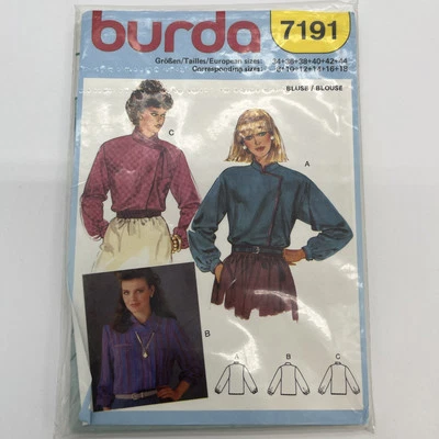 Blusa Burda Para Mujer Patrón 7191 Tallas 8-18 Nueva Sin Abrir Vintage Años 80 Foto 1 de 3
