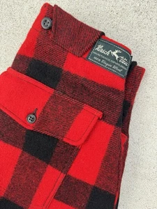 VTG Wool Hunting Pants Mens Heavyweight Red Buffalo Plaid Hirsch Weis Flannel - Picture 1 of 9