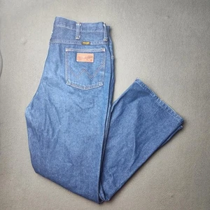 Vintage Wrangler Jeans Mens 34x30 Blue Denim Straight Leg Made USA 80s 936DEN - Picture 1 of 11
