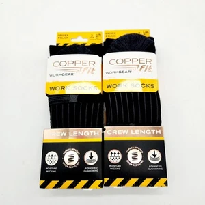 Copper Fit Crew Work Socks Black L/XL Advanced Cushioning Compression – 4 Pair - Picture 1 of 7