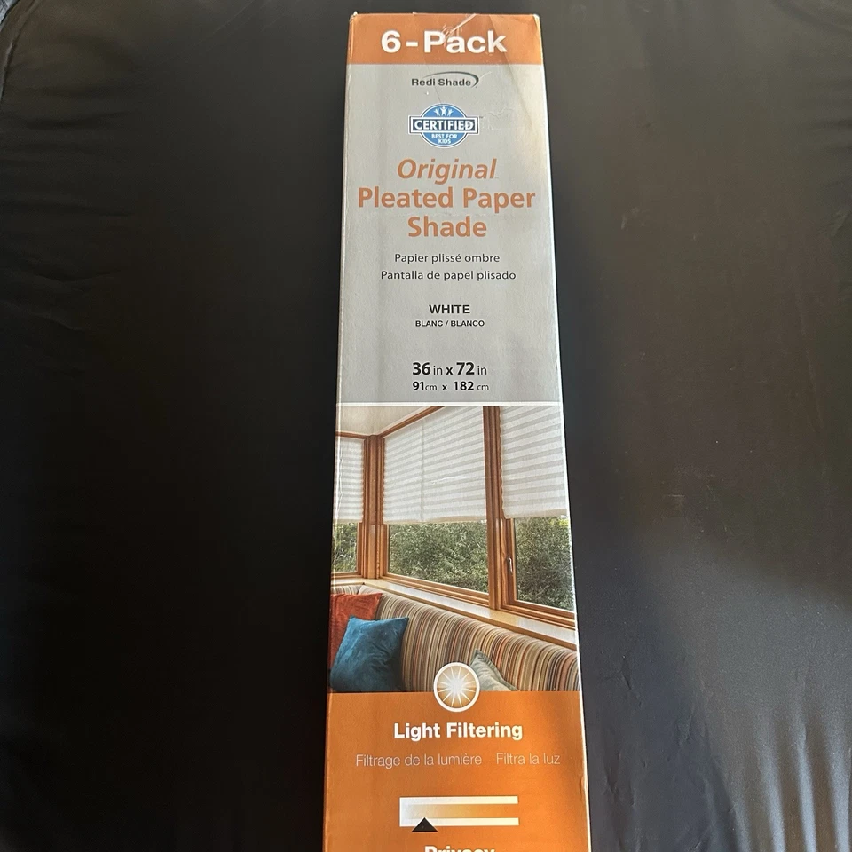Redi Shade 6 Pack Pleated Paper Shades 36" x 72” Light Filtering Window Blinds - Image 1 of 4