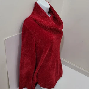 SOFT ENVIRONMENT Damenpullover rot Chenille Wasserfallausschnitt Pullover Medium - Bild 1 von 3