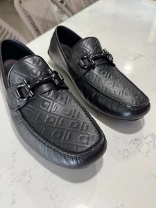 Negro Ferragamo Driver Parigi Giancini adorno Nero becerro 8 1/2 E 077912 - Imagen 1 de 9
