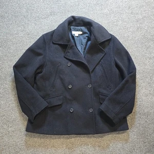 J Crew Jacket Womens Size Large Blue Wool Pea Coat Heavy Button Capsule Classic - Picture 1 of 8