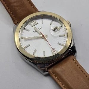 Fossil Womens Boyfriend Oversized Watch Two-Tone Brown Leather Date Indicator - Picture 1 of 9
